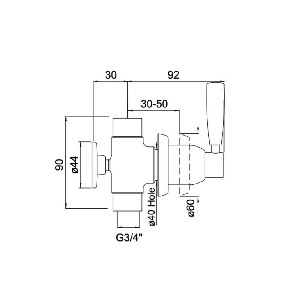 Perrin & Rowe Langbourn PR Langbourn 3/4" single wall valve with lever E.3064