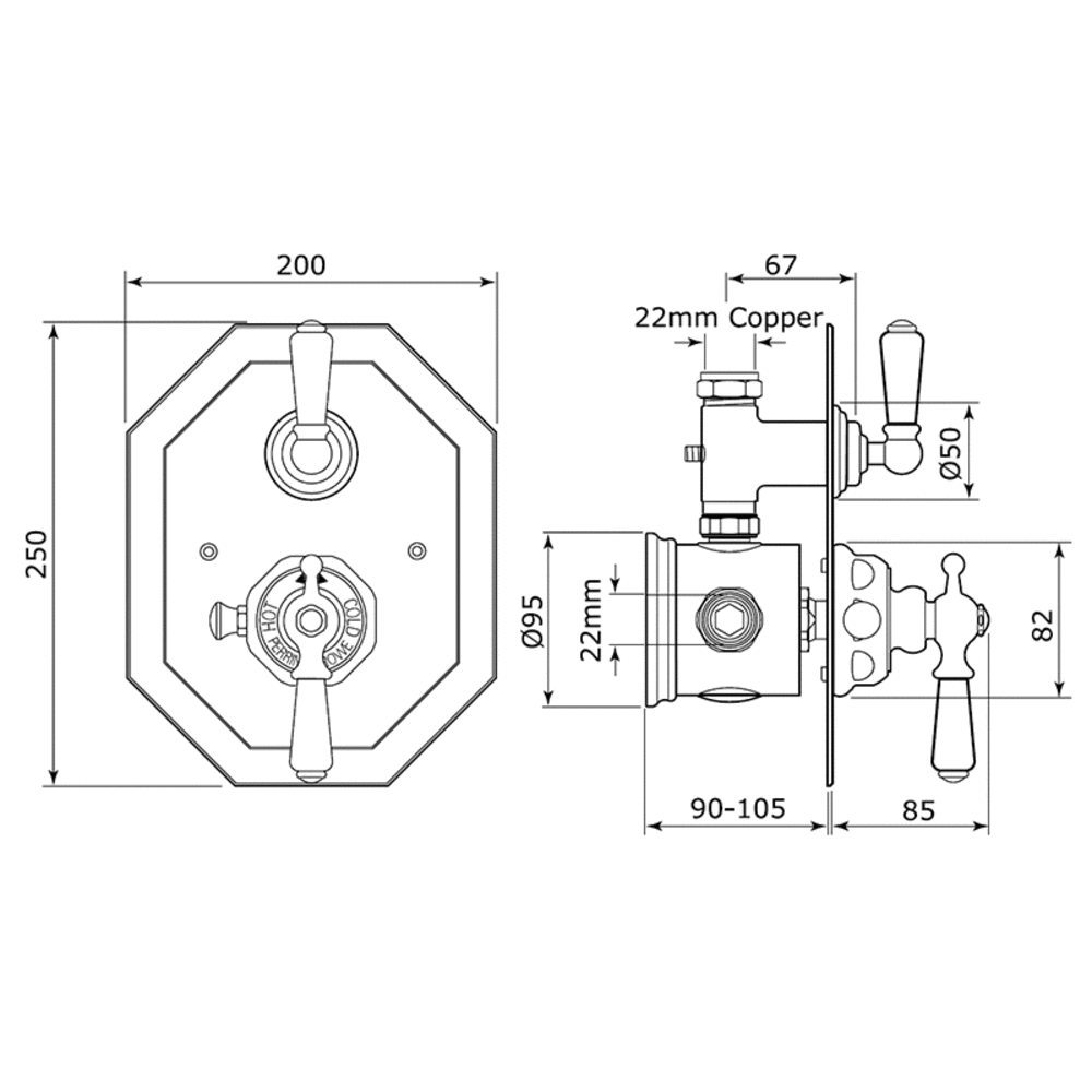 Perrin & Rowe Victorian White Klassischer Unterputz- Duschthermostat E.5555