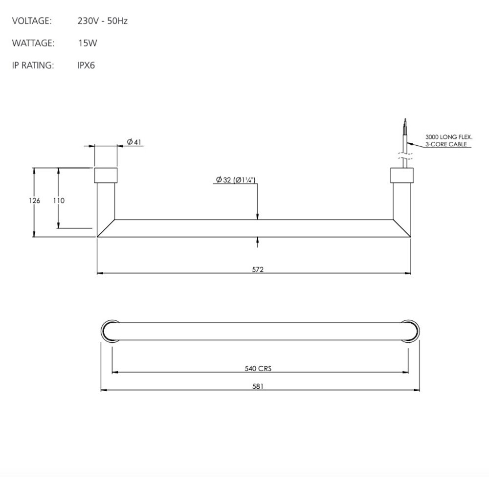 Coalbrook Floating Electric Round CO8001, elektra aansluiting