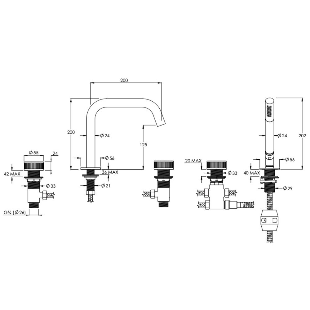 Coalbrook DECCA Decca 5-hole deck mounted bath filler DC2000