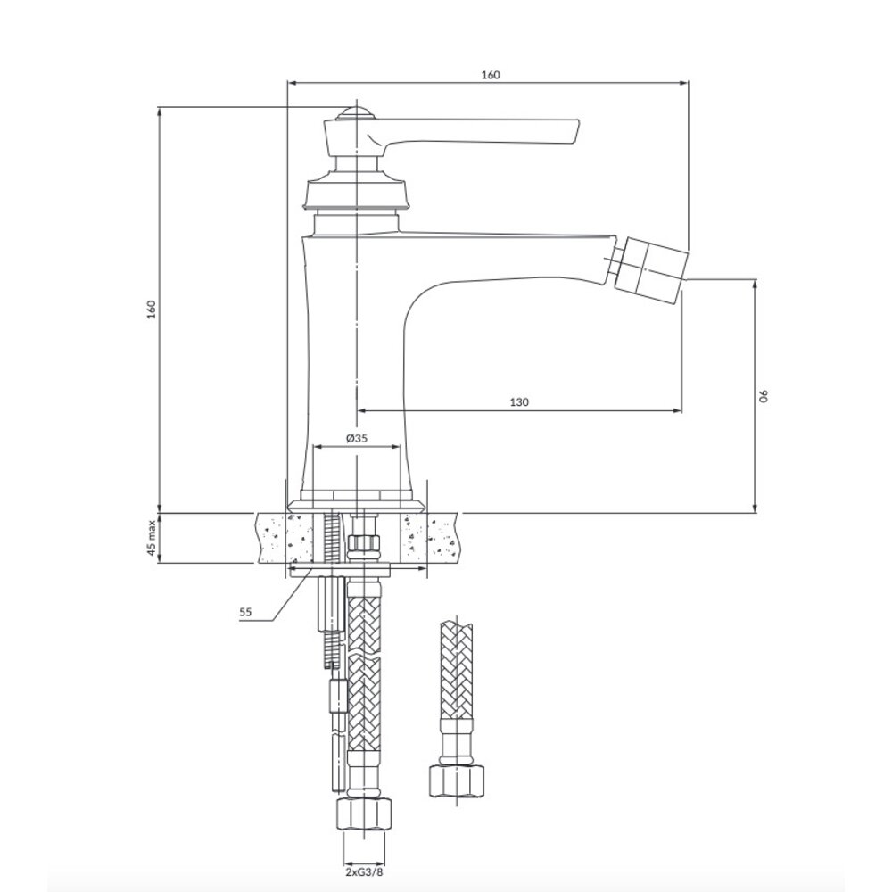 OMNIRES 1-hole bidet mixer OM5220