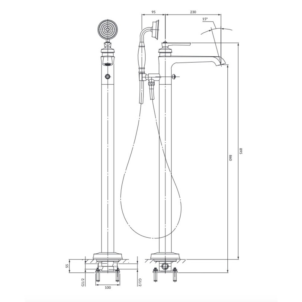 OMNIRES Freestanding bath mixer with hand shower OM5233