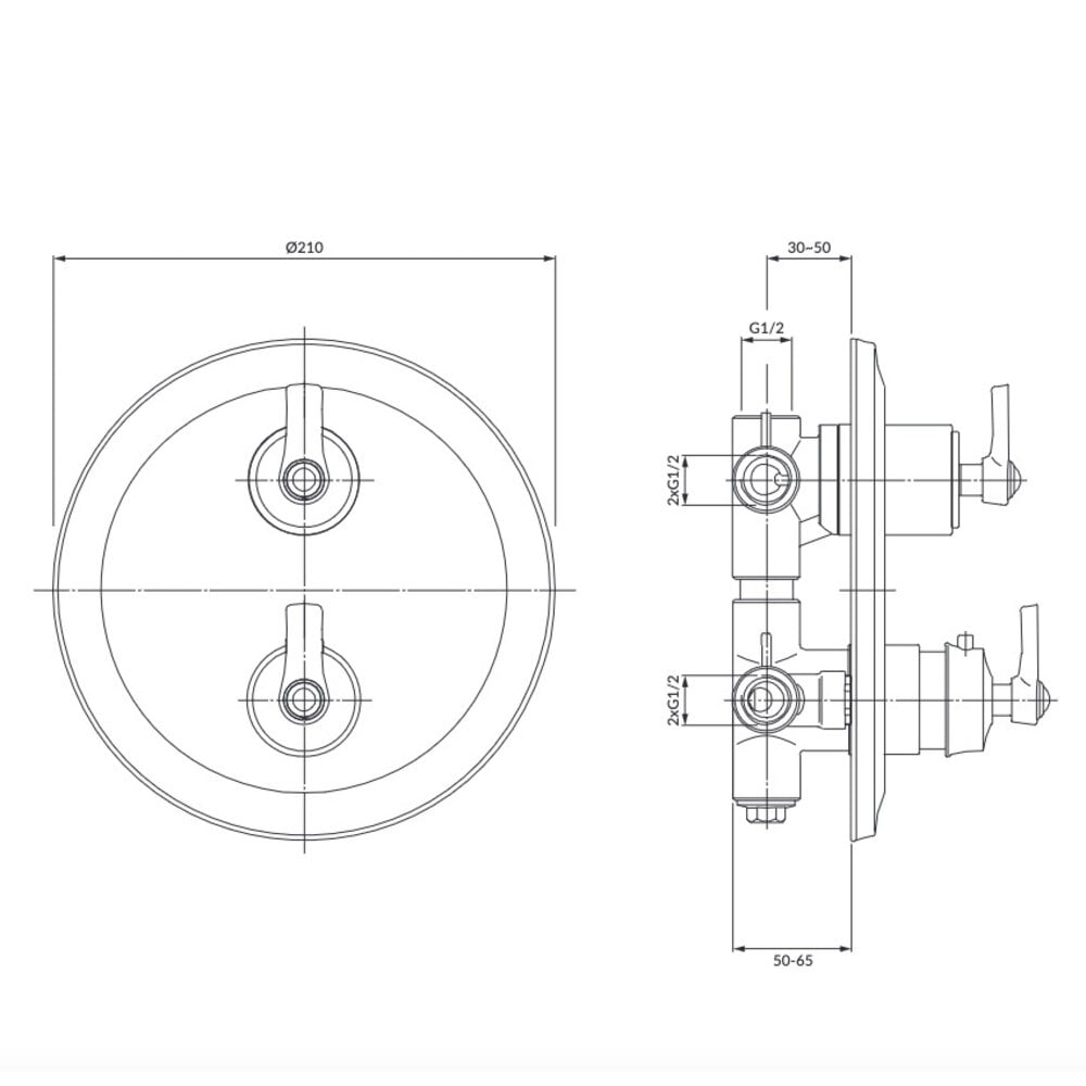 OMNIRES Unterputz-Duschthermostat-Armatur mit 3 Ausgängen OM5238/6