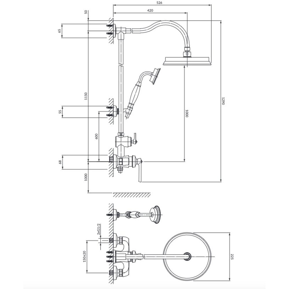 OMNIRES Exposed shower set Liberty EX2 -  OM5244