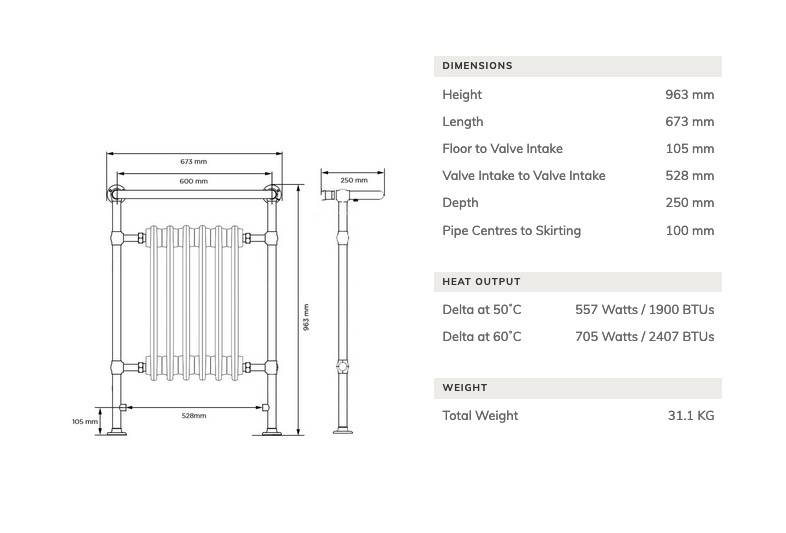 Cast iron towel column radiator Neo Classic 963/4 TheClassicHouse