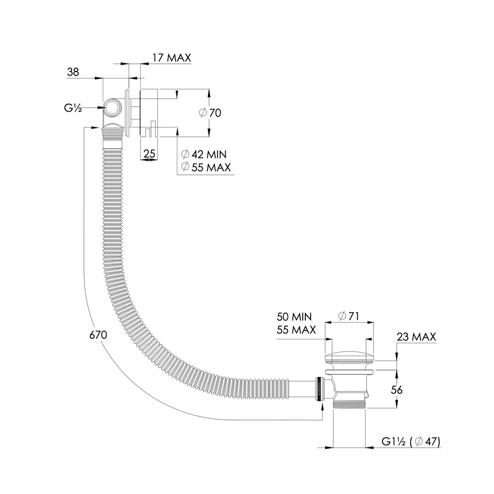 Coalbrook Bath overflow filler CO5000