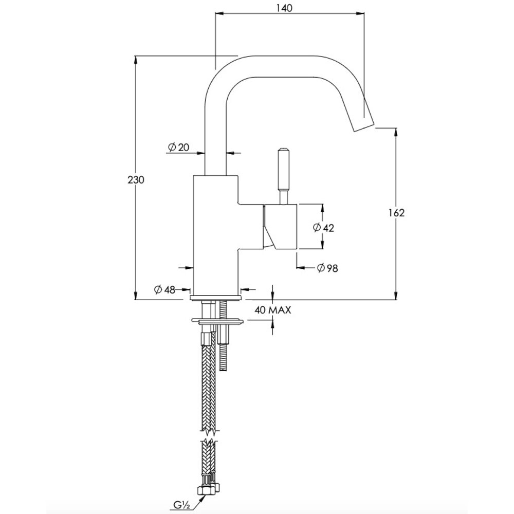 Coalbrook DOMO Domo 1-hole basin mixer DO1001