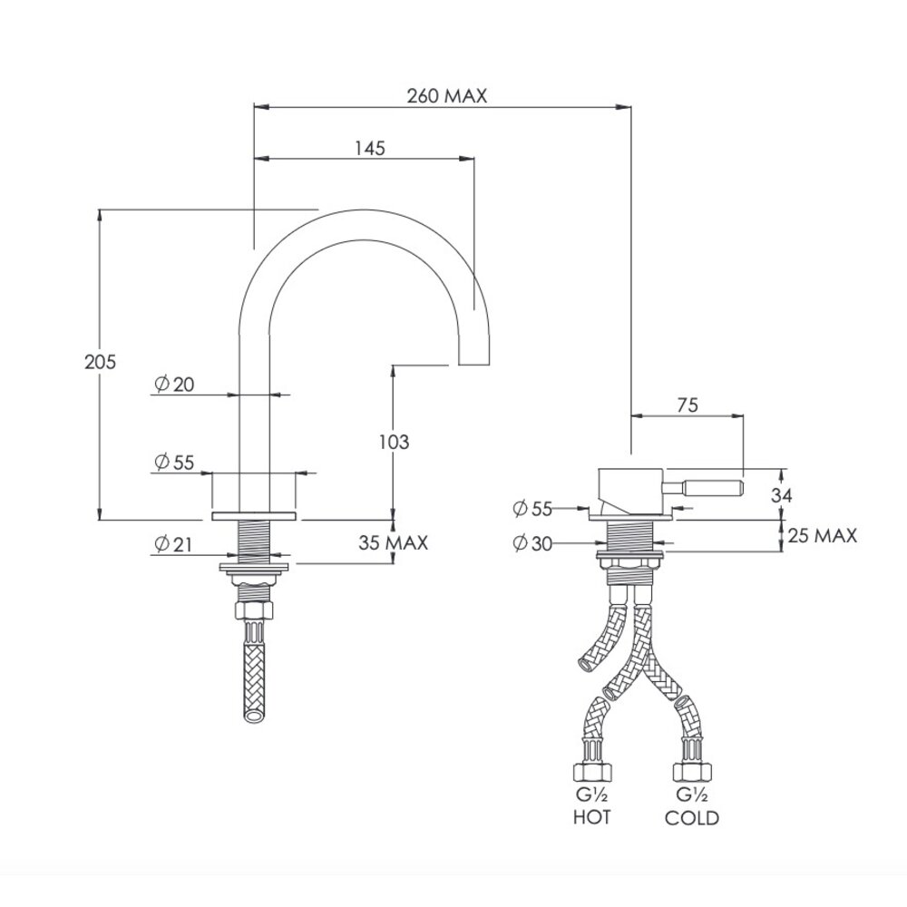 Coalbrook DOMO Domo 2-hole basin mixer DO1003