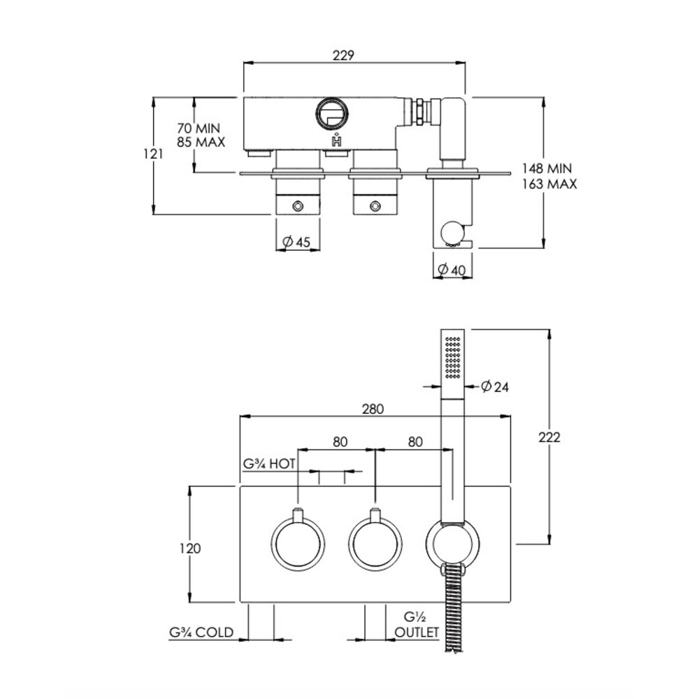 Coalbrook DOMO Domo concealed shower valve with hand shower - DO3004