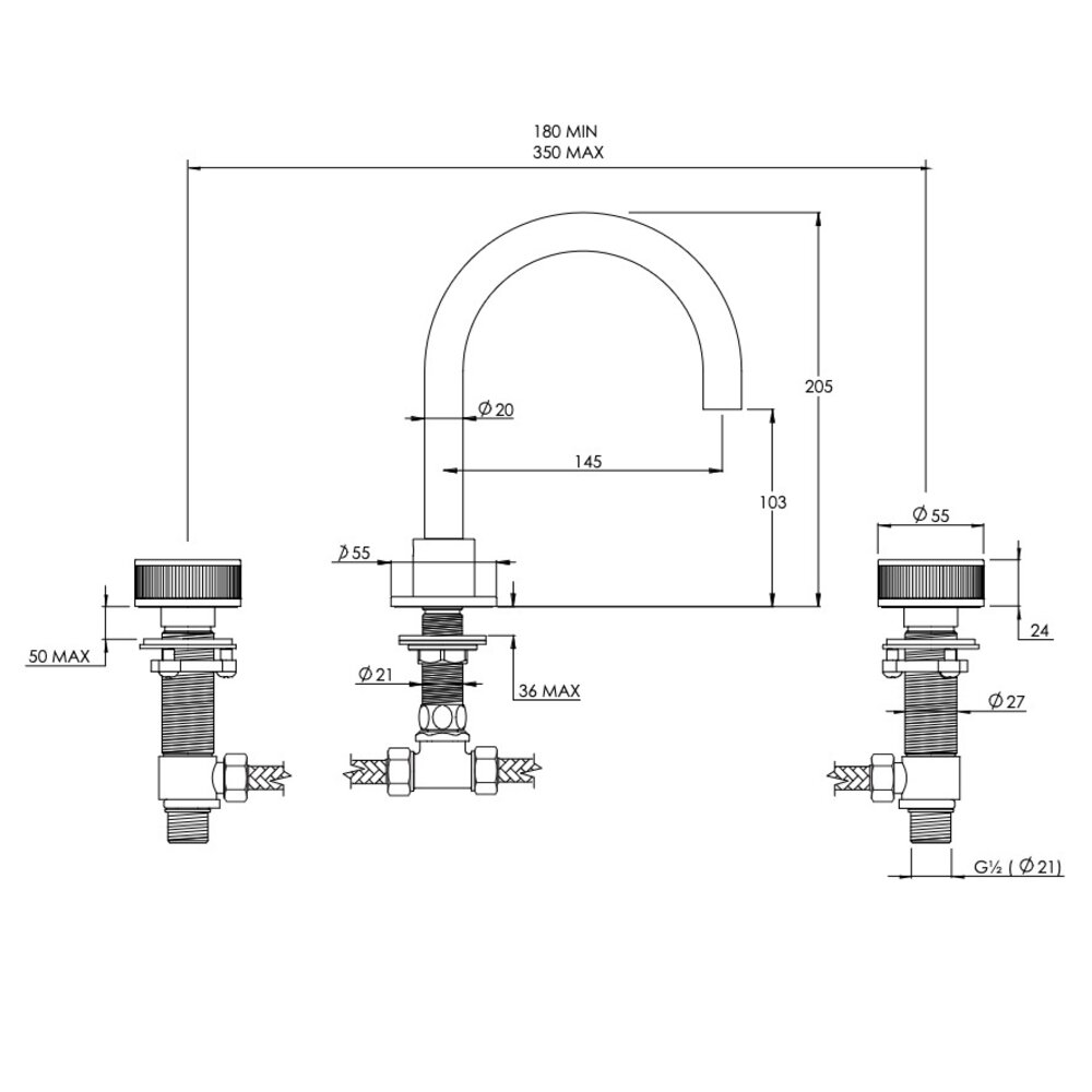 Coalbrook DECCA Decca 3-hole basin mixer DC1016