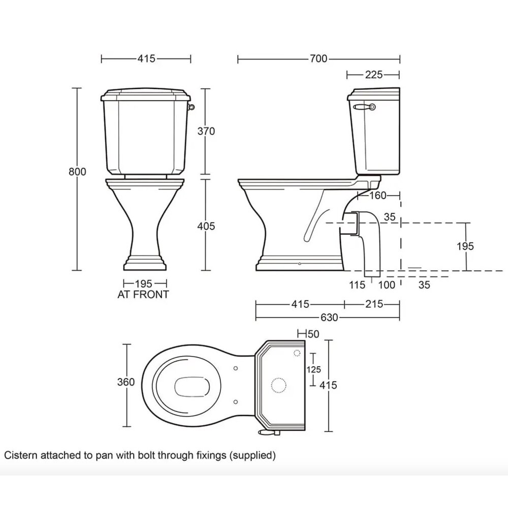 Imperial Deco Duoblok toilet met porseleinen hendel, achteruitlaat (PK)