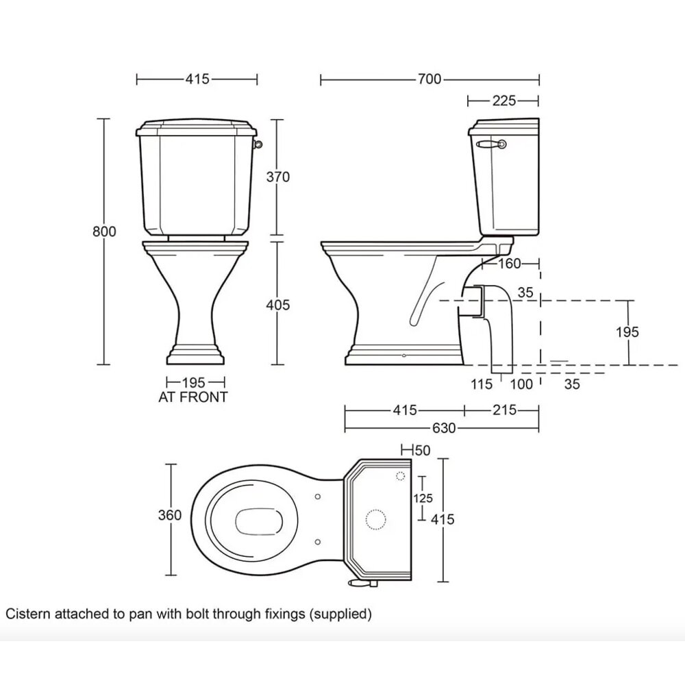 Imperial Deco Stand-WC mit Spülkasten - Wandabgang