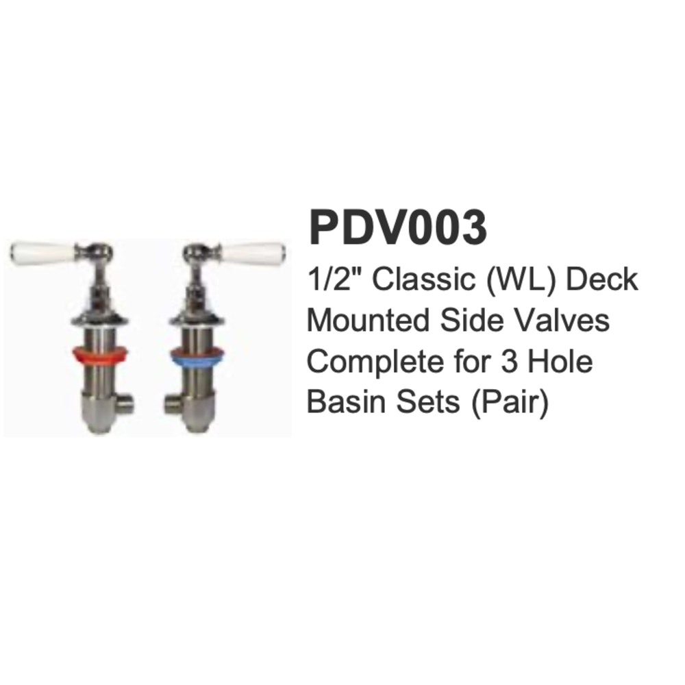 Lefroy Brooks LB 1/2" Deck side valves for 3h sets PDV003