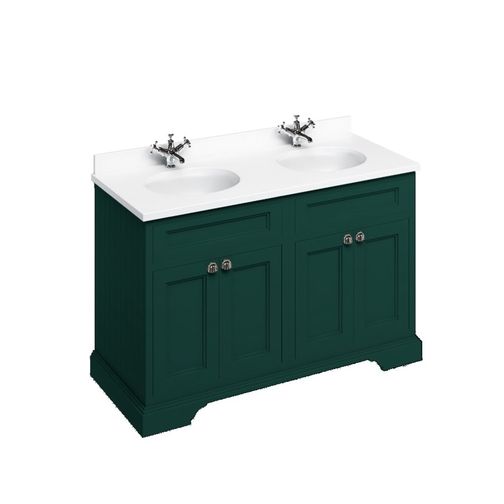 BB Edwardian 130 basin unit with white Minerva top and 2 basin FC9-BW12