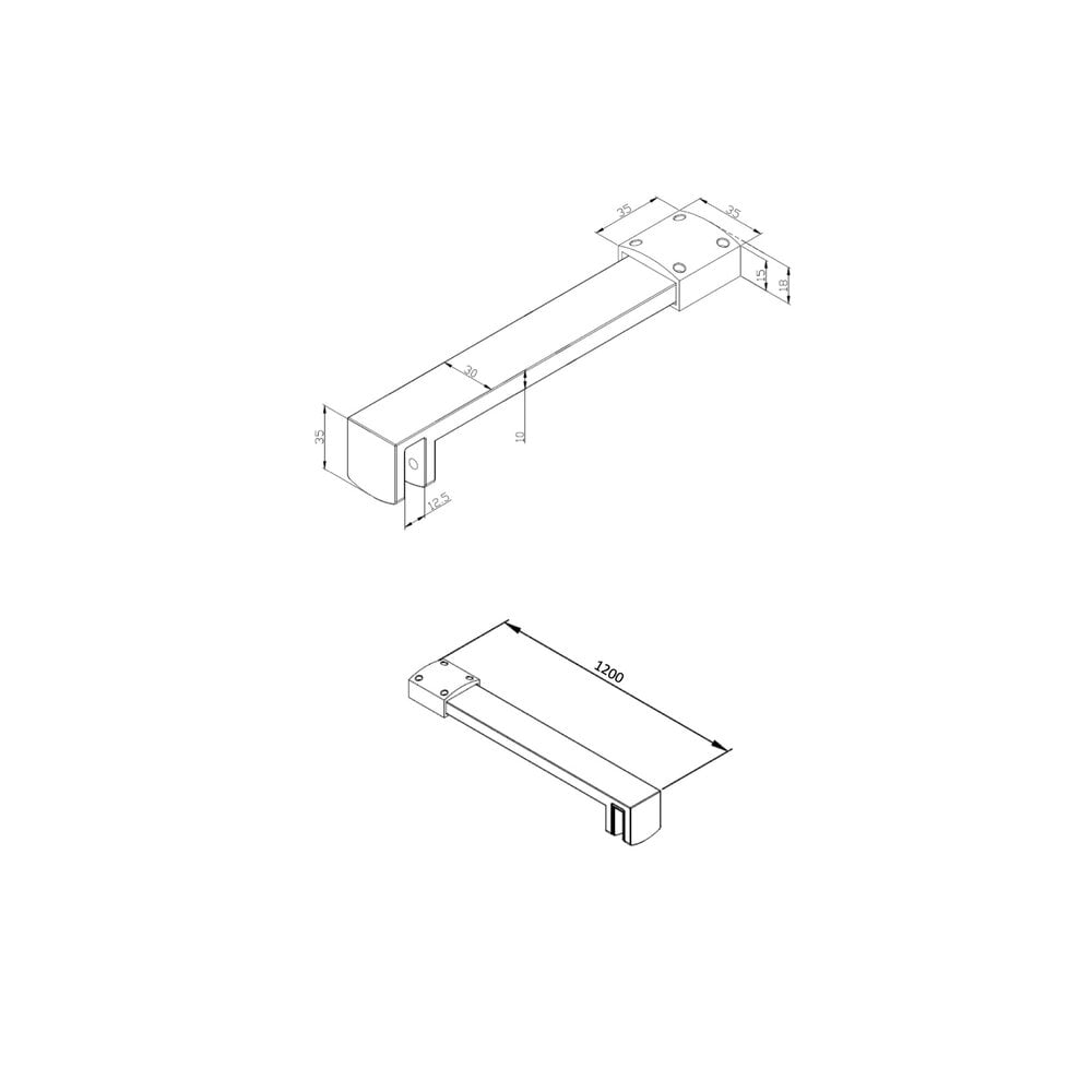 Burlington Glass to Wall Bracing Bar 1200mm