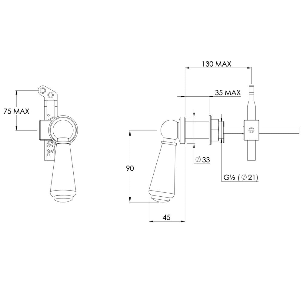 Lefroy Brooks LB Classic cistern lever white ceramic LB-1307