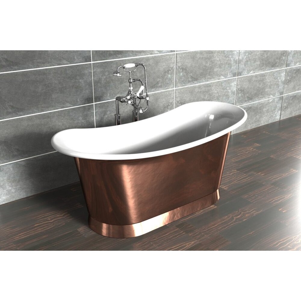 William Holland Freestanding copper bath Bateau, finish copper/white enamel