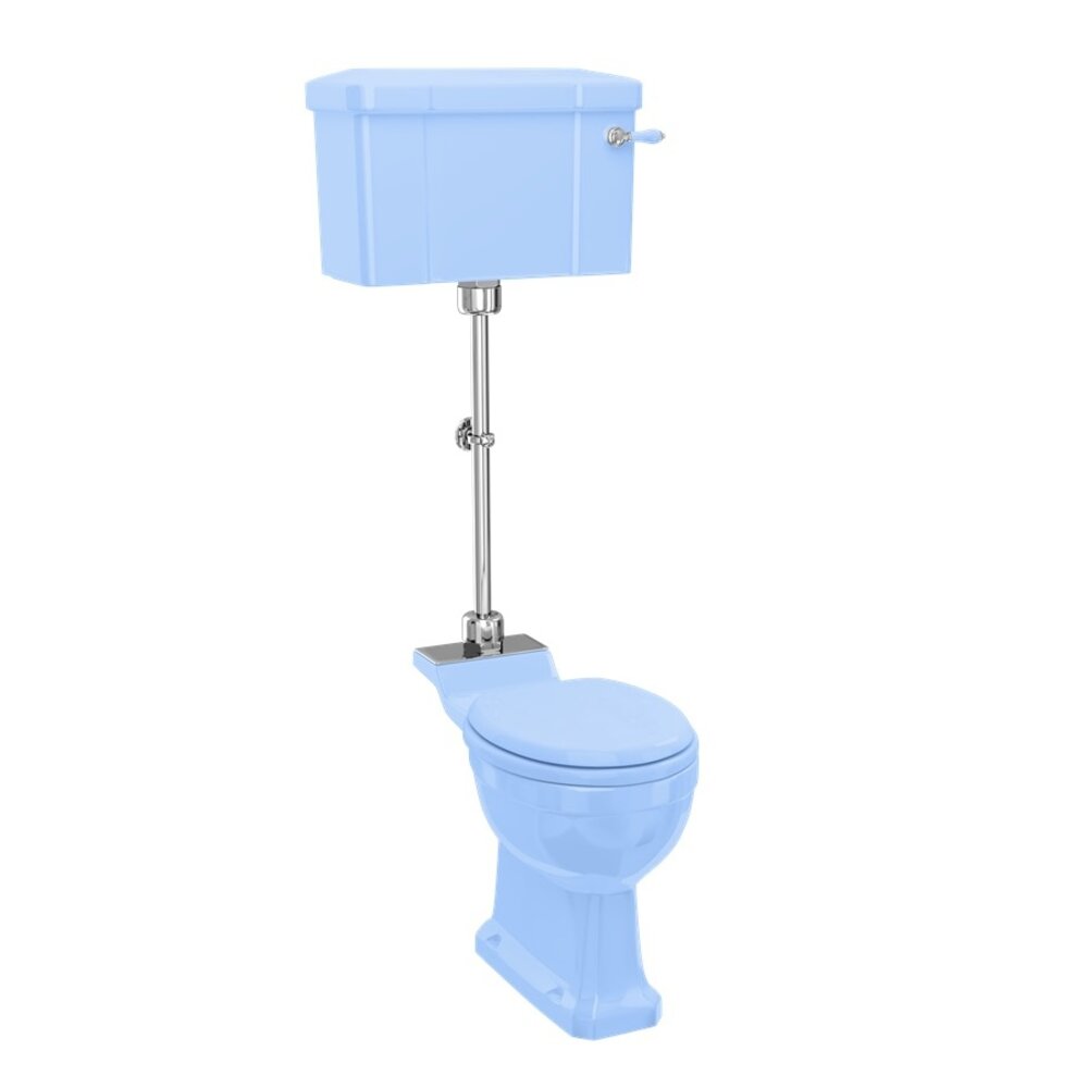 BB Edwardian Bespoke Medium level toilet with porcelain cistern - p-trap - Enchanted Blue