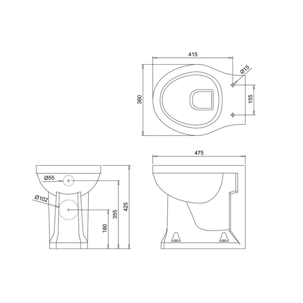 BB Edwardian Bespoke Stand-WC Keramik Cosmic Green zur Montage an der Wand