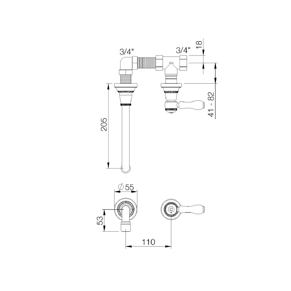 rvb 1935 1935 concealed part for 2-hole cloakroom tap cold 1935.00.48
