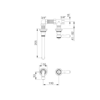 1935 concealed part for 2-hole cloakroom tap cold 1935.00.48