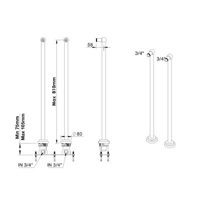 Concealed part for floor leg set 80cm 8031.00.30