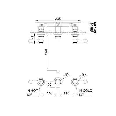 1935 concealed part for 3-hole bath mixer 1935.00.71