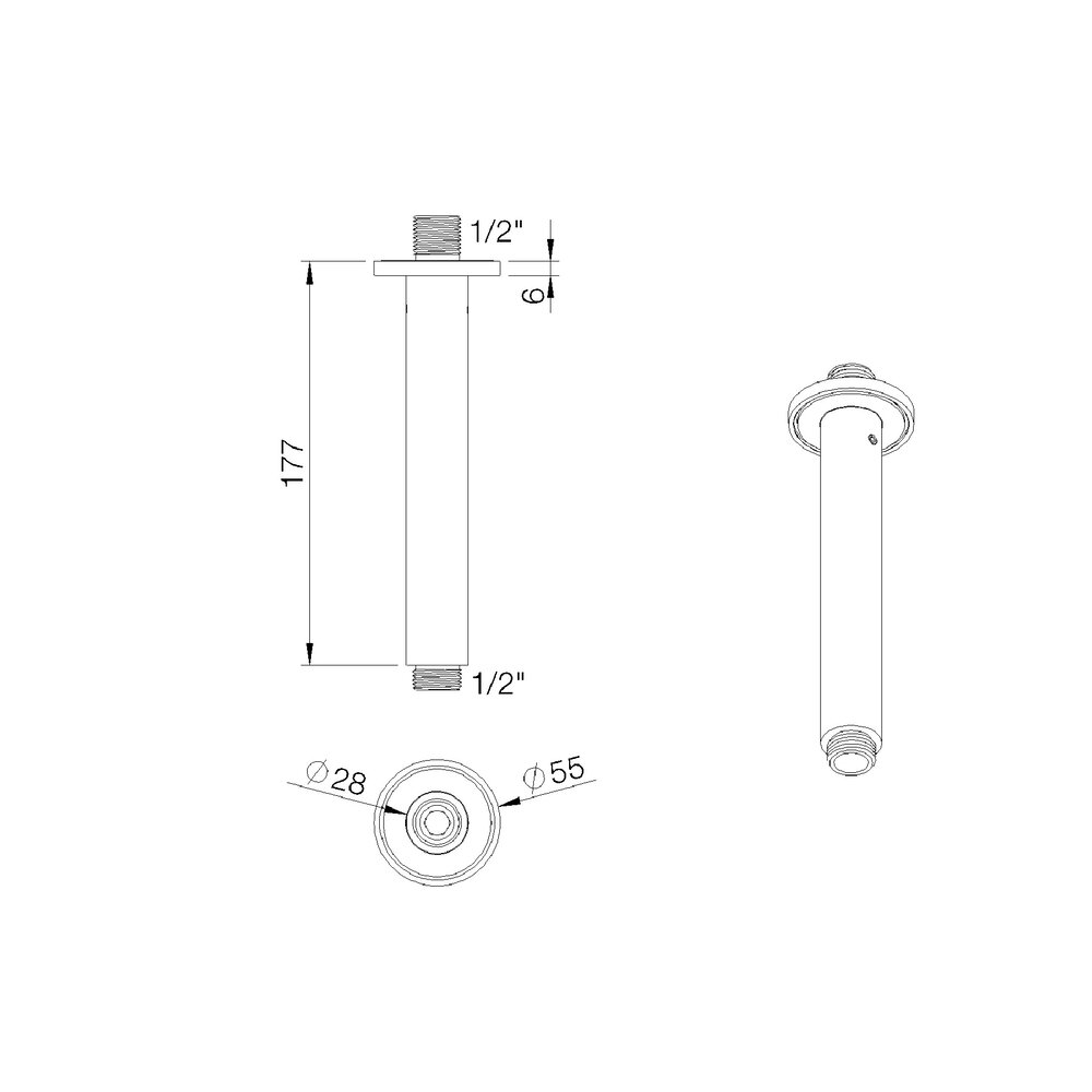 rvb Innovation RVB ceiling shower arm 177mm