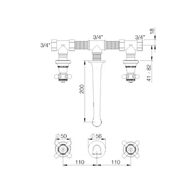 1921 concealed part for 3-hole basin mixer 1920.00.55