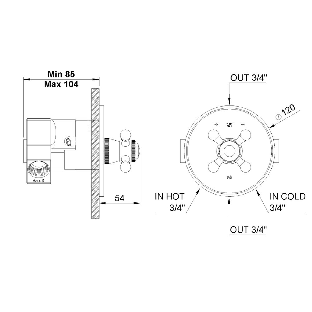 rvb 1921 1921 concealed part for shower thermostat 1920.00.74.INT