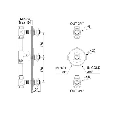 1921 concealed part for shower thermostat 1920.00.94