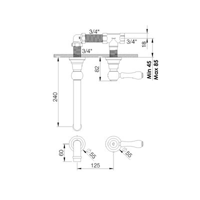 1950 concealed part for 2-hole cloakroom tap cold 1950.00.48