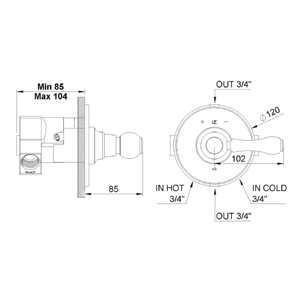 rvb 1950 1950 concealed part for shower thermostat 1950.00.74.INT