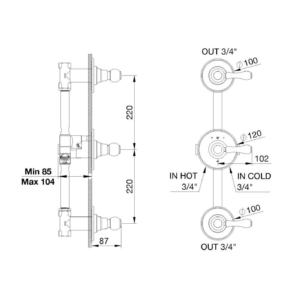 rvb 1950 1950 concealed part for shower thermostat 1950.00.94.INT