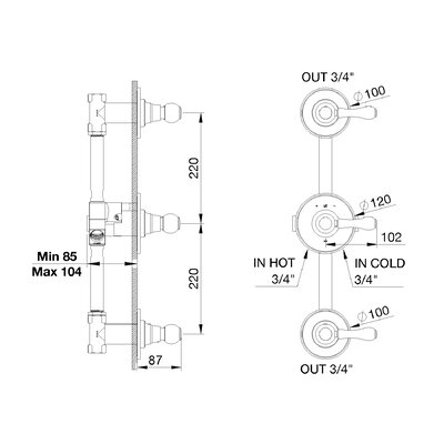 1950 concealed part for shower thermostat 1950.00.94