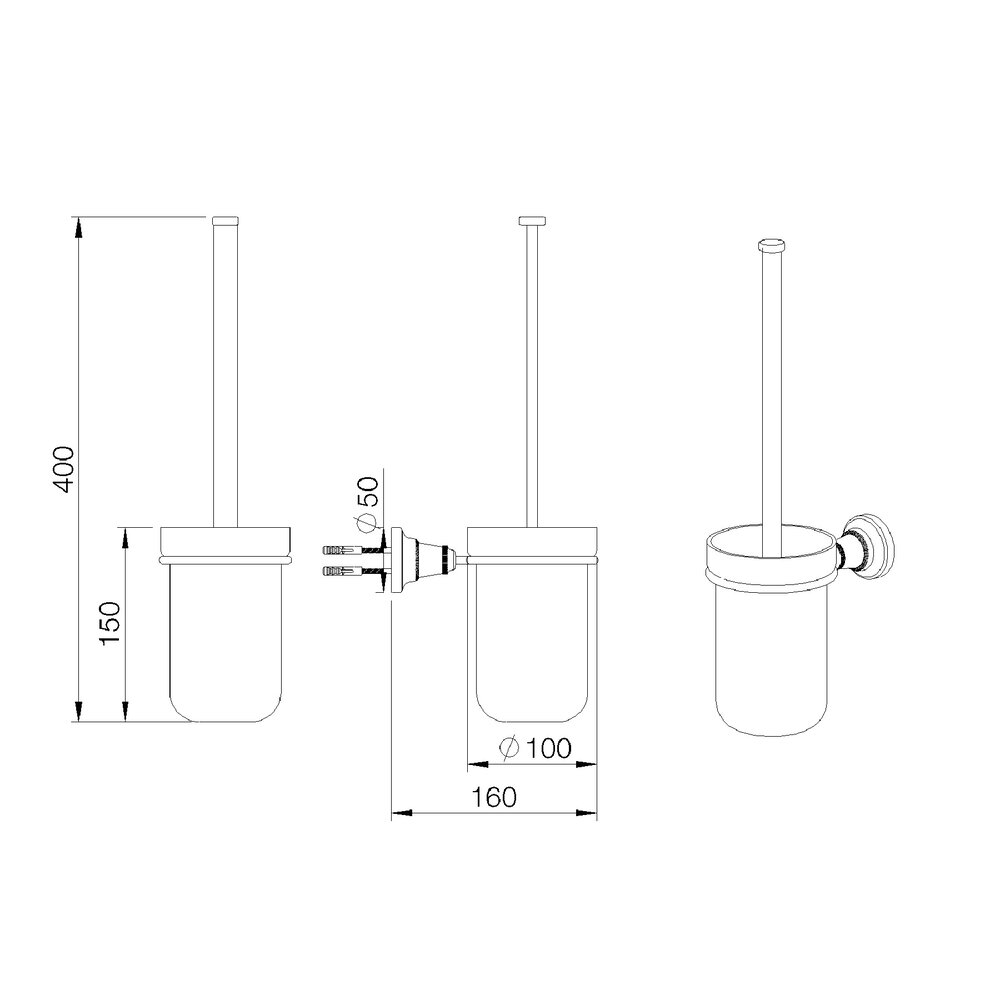 rvb 1935 1935 toilet borstelhouder voor wandmontage