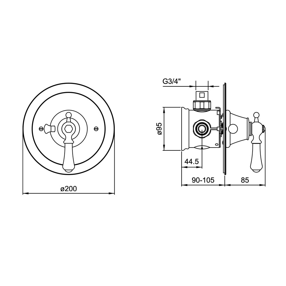 Perrin & Rowe Georgian Unterputz- Duschthermostat mit Hebelgriff E.5785