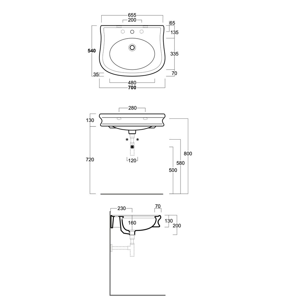 Simas Lante Lante 70cm  basin LA10