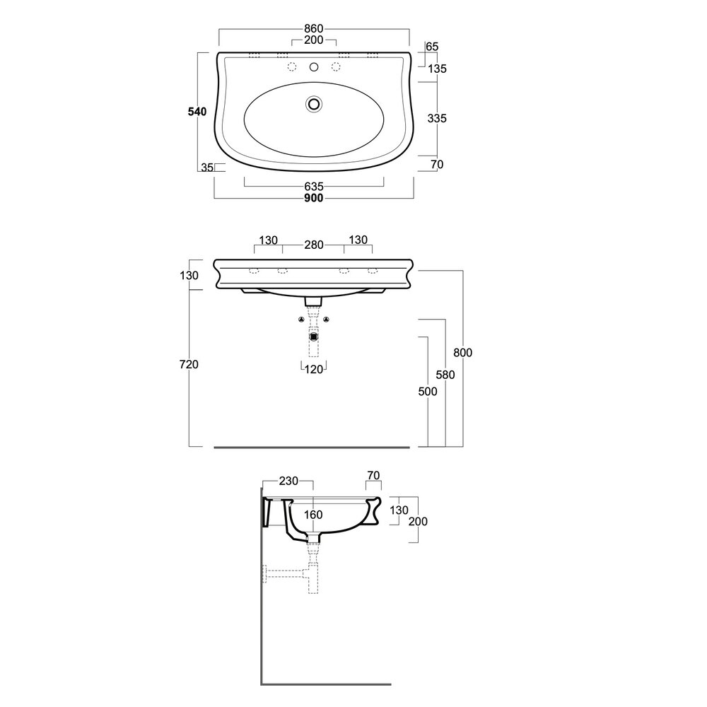 Simas Lante Lante 90cm  basin LA11