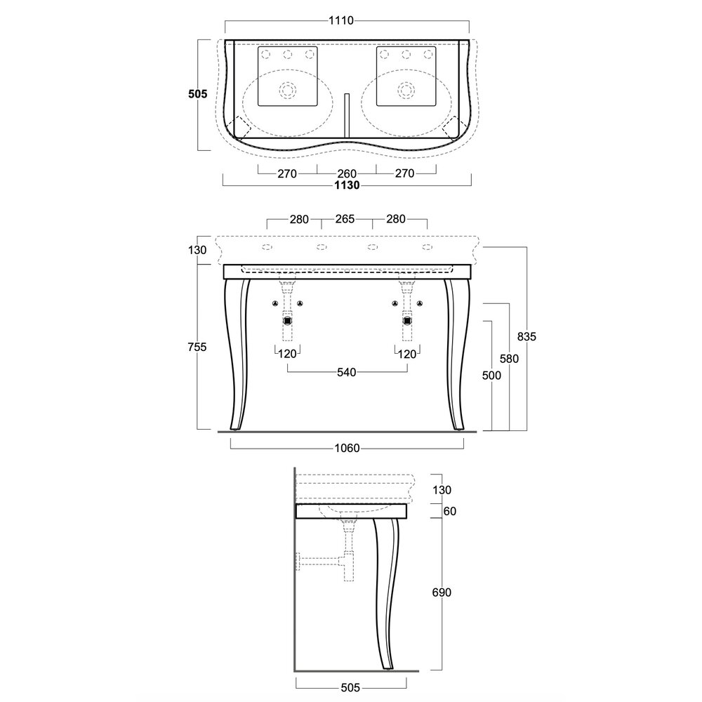 Simas Lante Wooden stand for Lente console basin LA12