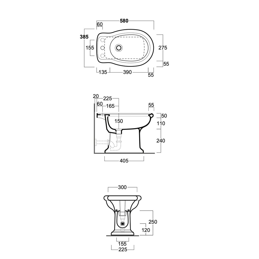 Simas Lante Klassiek staand bidet Lante