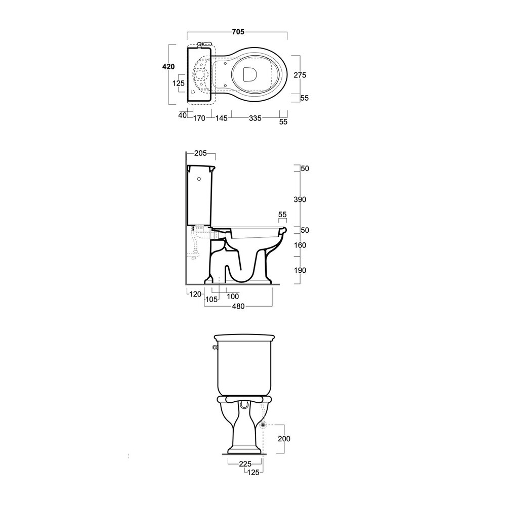 Simas Lante Lante Close coupled toilet with lever cistern