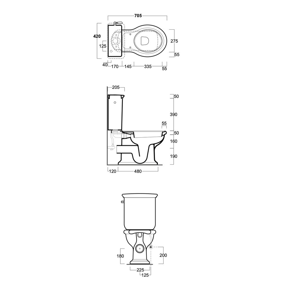 Simas Lante Lante Close coupled toilet with lever cistern