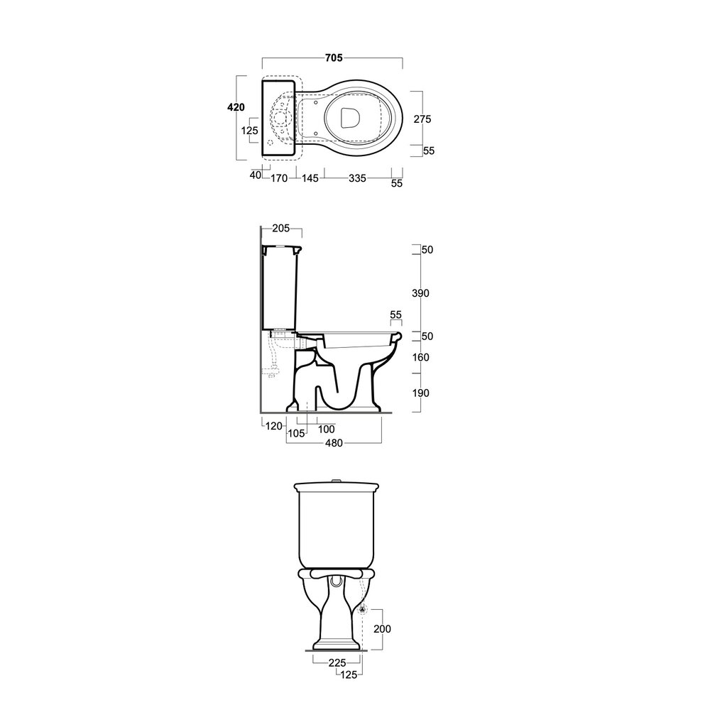 Simas Lante Lante Duoblok toilet met drukknop reservoir