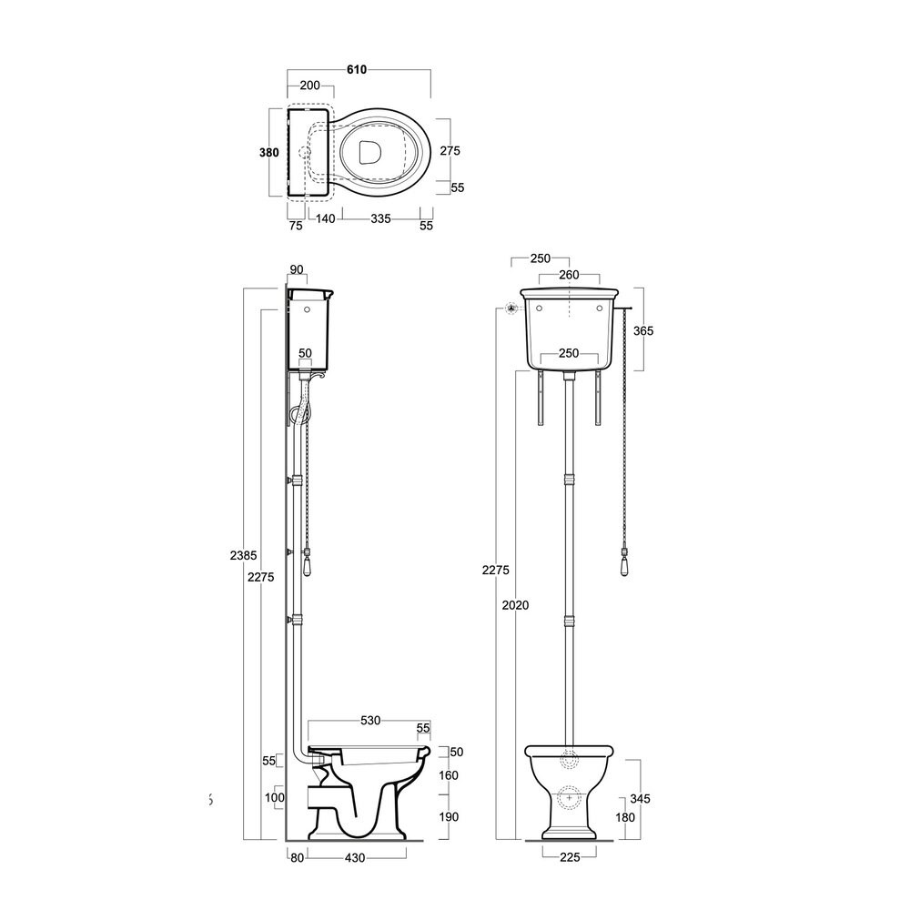 Simas Lante Lante HIgh Level toilet with ceramic cistern