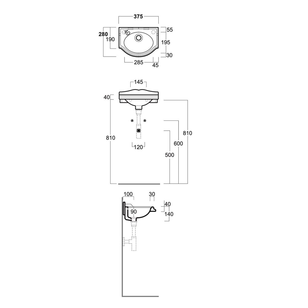 Simas Arcade Arcade 37cm  cloakroom basin AR035