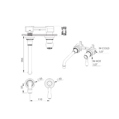 1935 concealed part for 2-hole basin mixer 4535.00.50