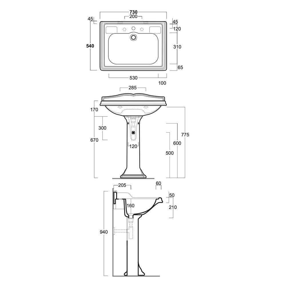 Simas Arcade Arcade 73cm basin with pedestal AR834-AR805