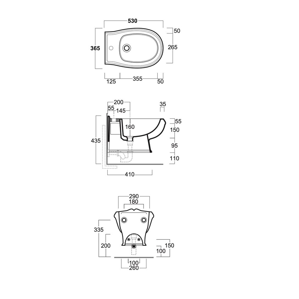 Simas Arcade Klassiek wand bidet Arcade