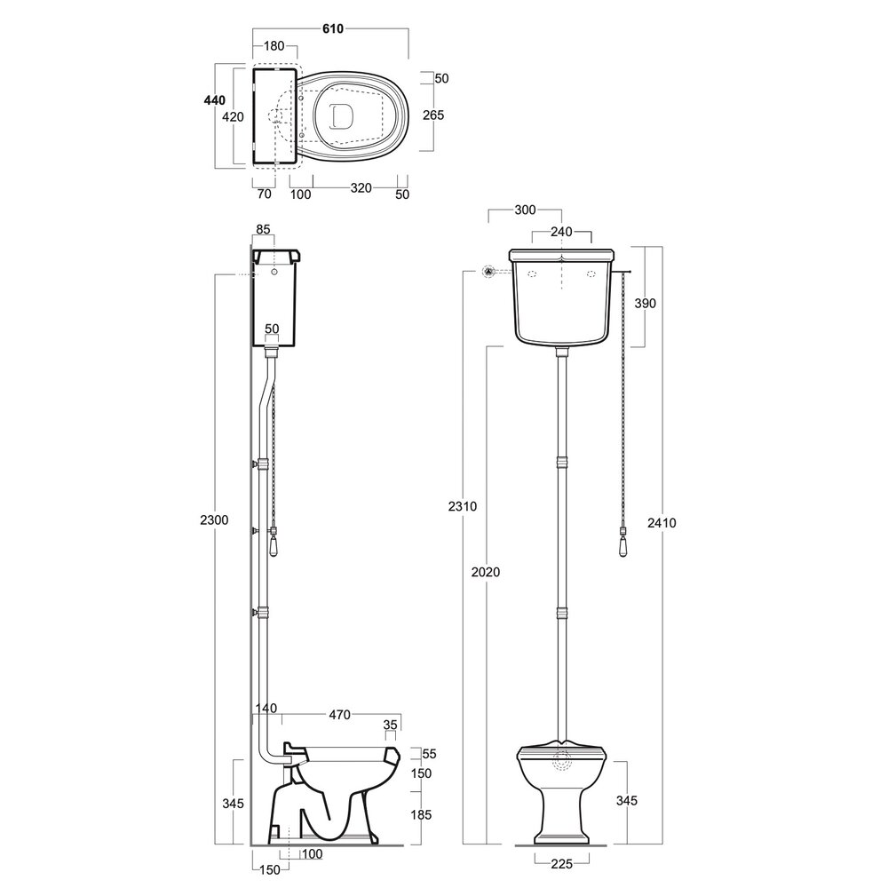 Simas Arcade Arcade HIgh Level toilet with ceramic cistern